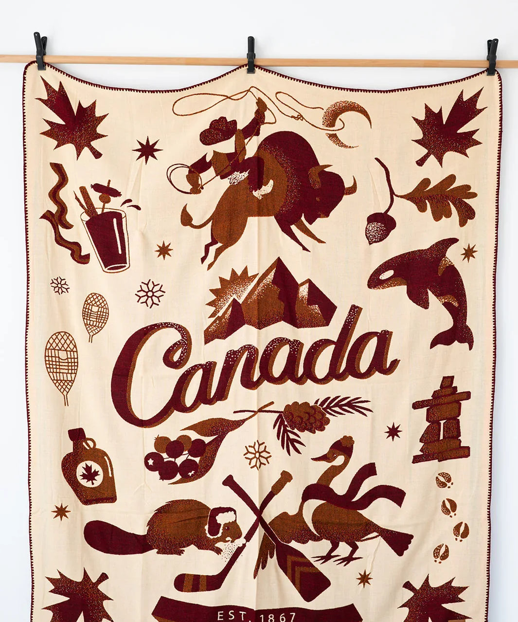 Canadian Imagery on Throw Blanket. 