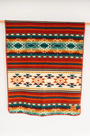 Hanging Baby Blanket Red and Teal, Azte design