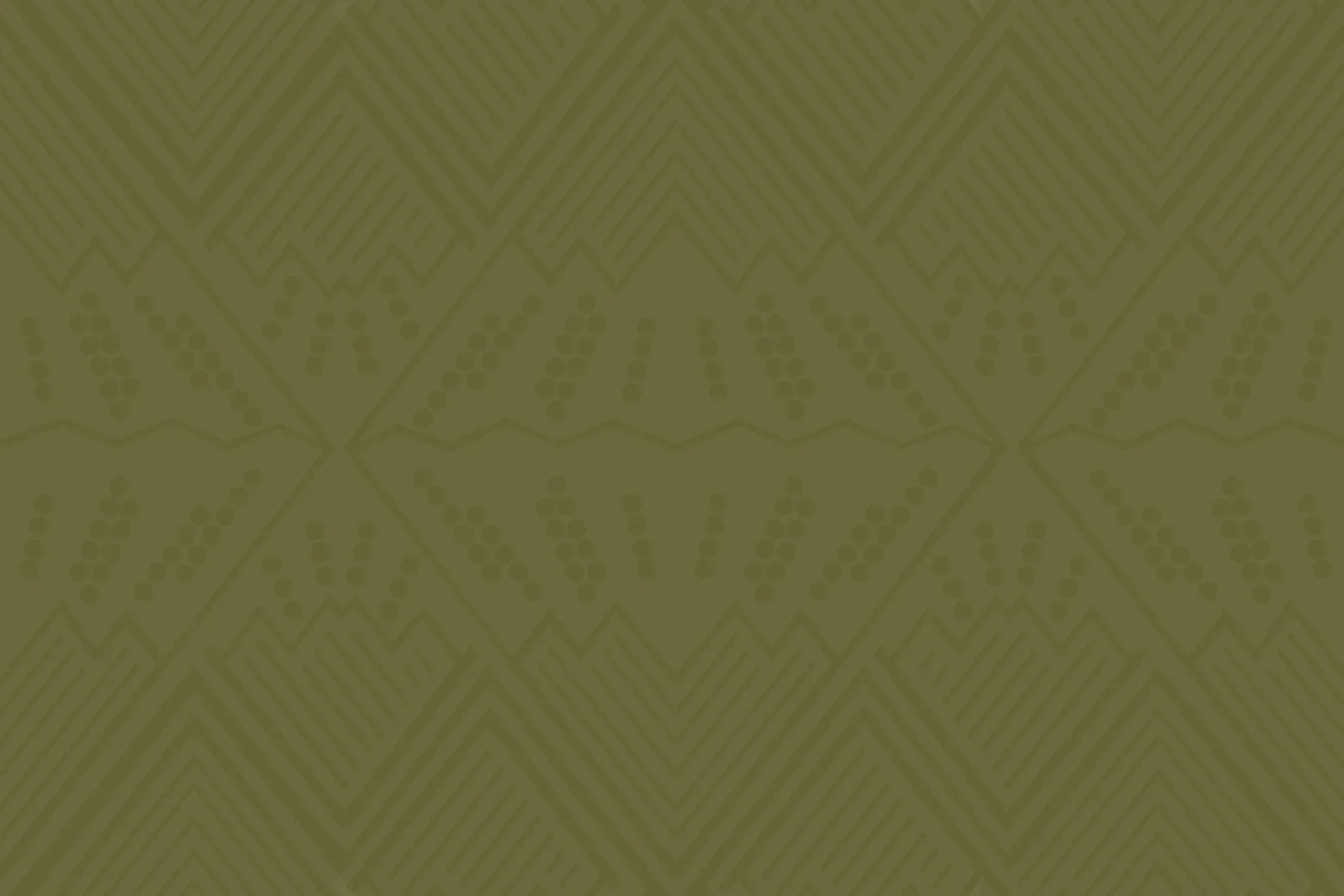 Olive green geometric mountain pattern with dots and chevrons, blanket textile design