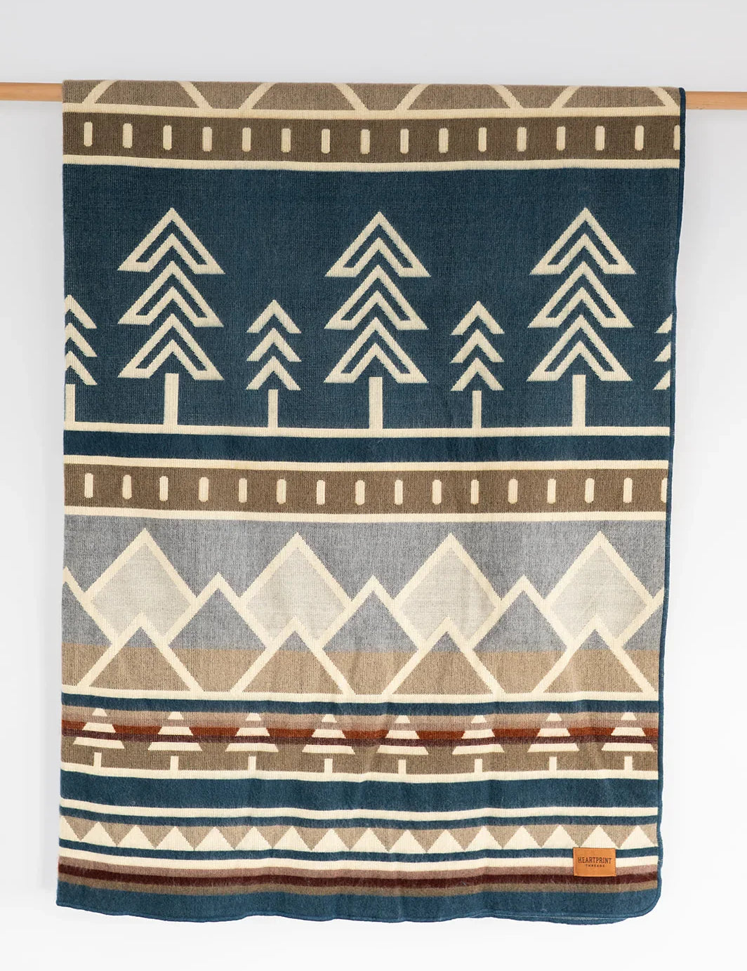 Blue Acrylic throw blanket with mountain pattern