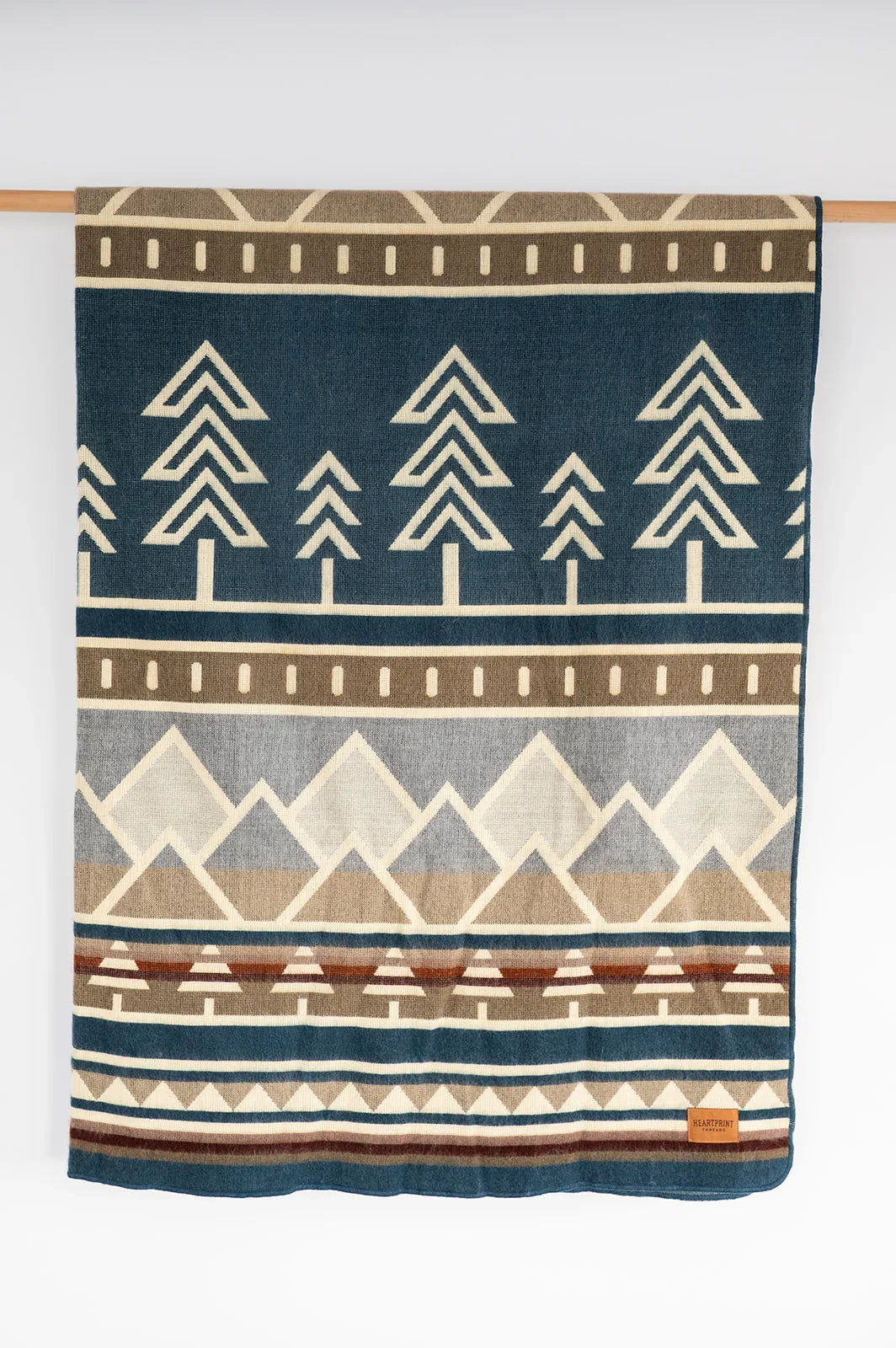 Blue Acrylic throw blanket with mountain pattern